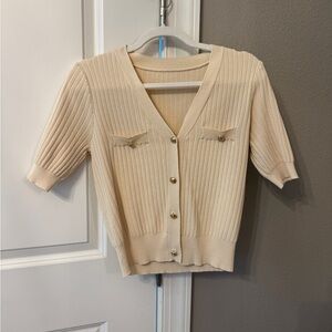 SHEIN Cream Knit cropped Sweater